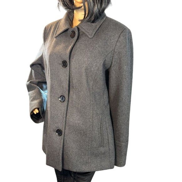 Nautica Womens Wool Blend Pea Coat Size M Gray Preppy Academia Countryside - Picture 2 of 8